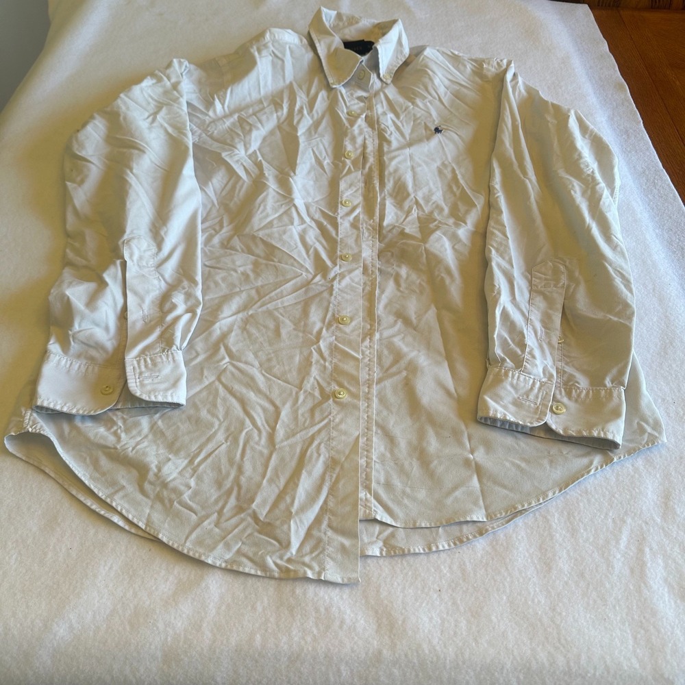 Ralph Lauren Classic Fit Performance Shirt Mens M White Blue Pony Button Down